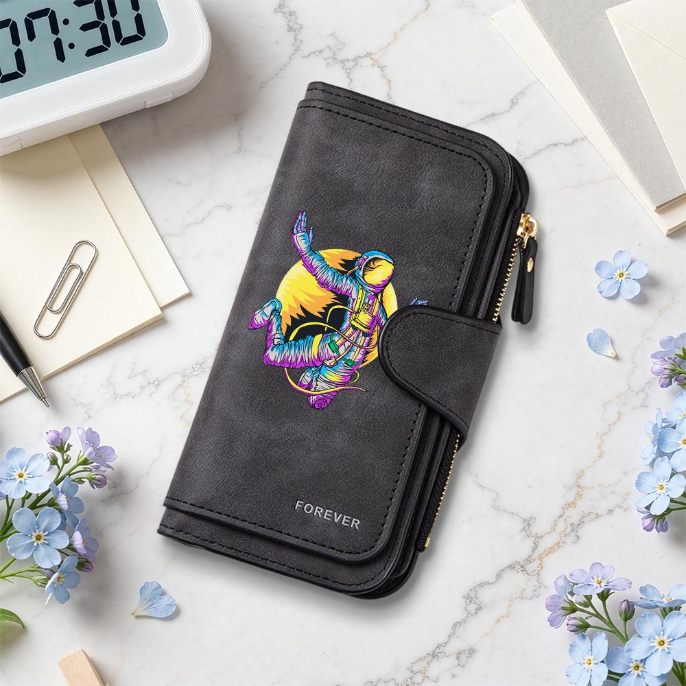 Stylish Astronaut Print Long Wallet Forever Fashion Portable Multi Card Hold Purse