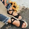 Chic And Comfortable Women Ladies Flat Espadrille Sandals With Low Wedge Heel Peep Toe Design