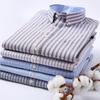 Men's Slim Fit Striped Plaid Oxford Long Sleeve Shirt
