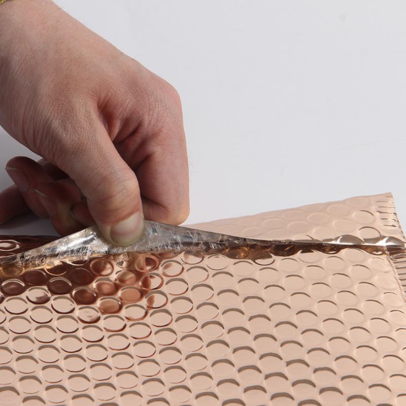 Rose Gold Aluminum-Plated Waterproof Bubble Envelope with Logo - Shockproof Foil Film Bag
