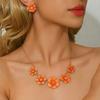 Fashionable and Elegant Alloy Flower Pendant Necklace Earring Set for Women, Versatile and Stylish, Cross-border Wholesale