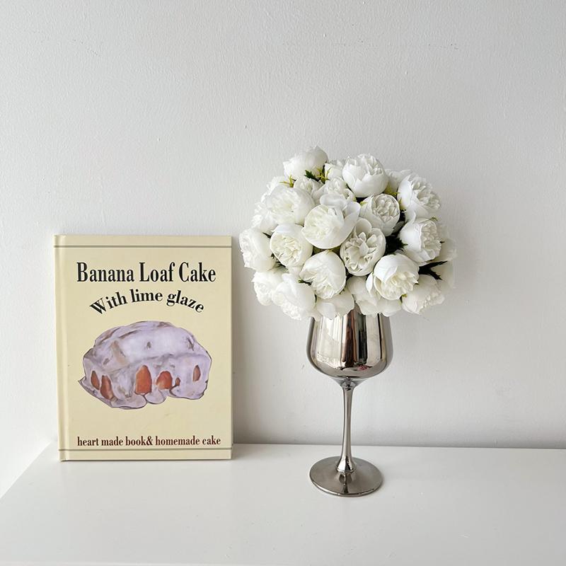 Fake flowers, 27-head peony bouquet, tied with Lafei grass, camellia and rose, INS style decoration artificial flowers.