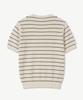 POLYGRAM Textured Striped Henley Neck Short Sleeve Knit - Cream