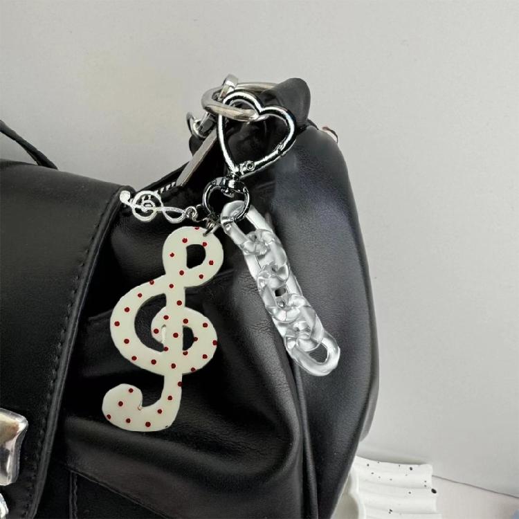 Charming Dotted Stripe Keychain Premium Acrylic Material Everyday Carry Essential Musical Symbol Key Holder