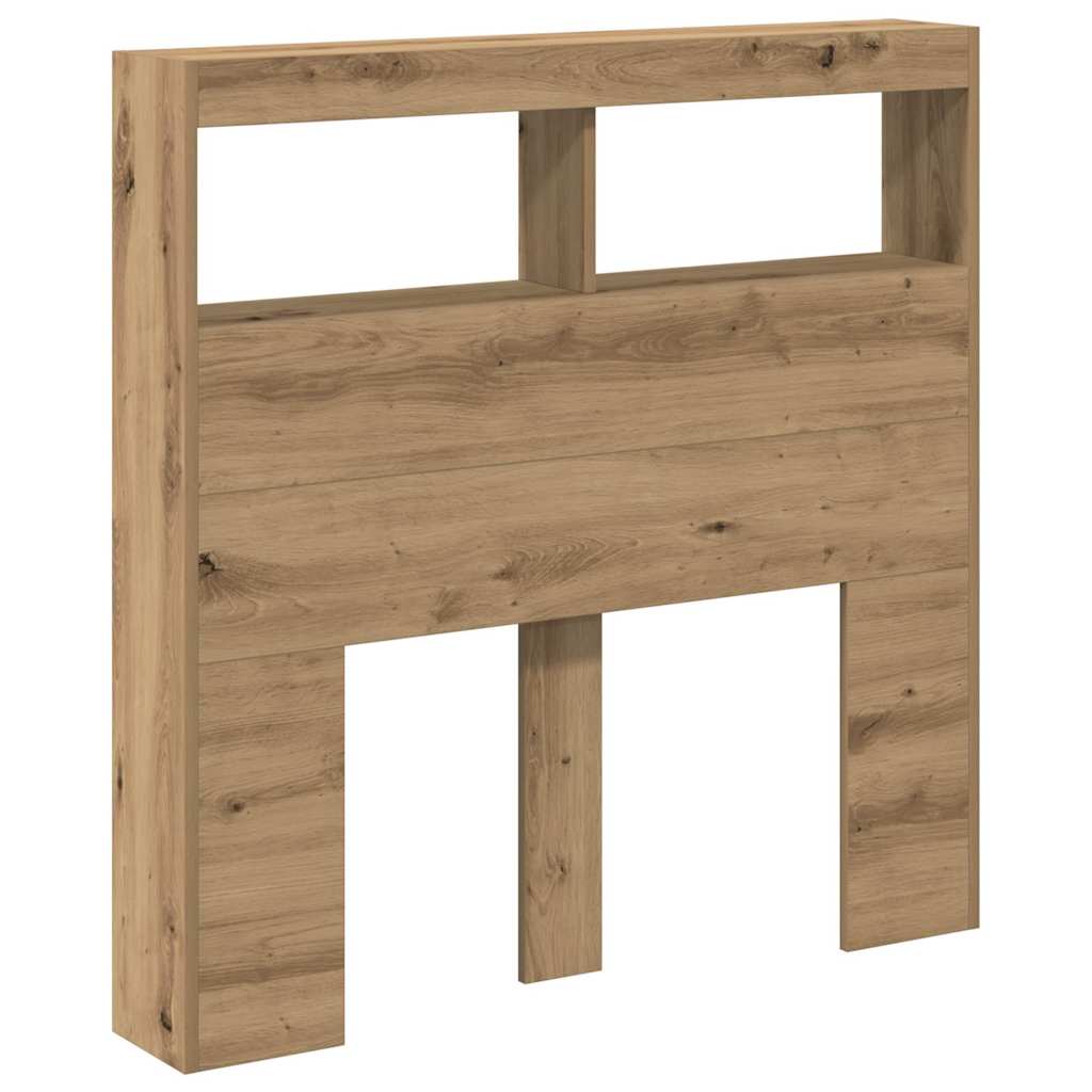 LED Headboard with Shelves Artisan Oak Finish 100 x 17 x 102 cm