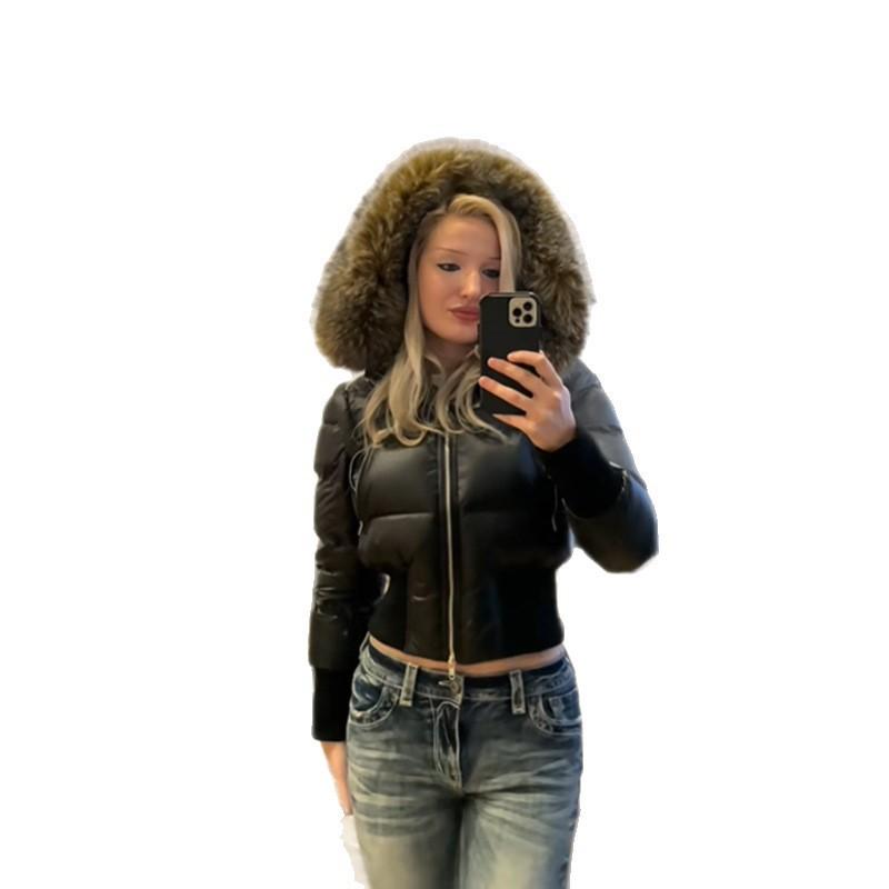 Detachable Sleeve Hooded Puffer Jacket Fall Winter Slim Fit Warm Coat Women