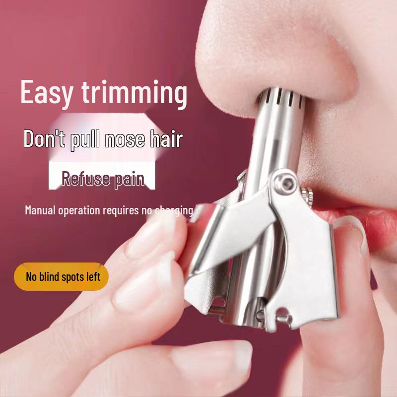 Stainless Steel Manual Men's Nose Hair Trimmer, Shaver & Cleaner - Washable Hair Remover Scissors