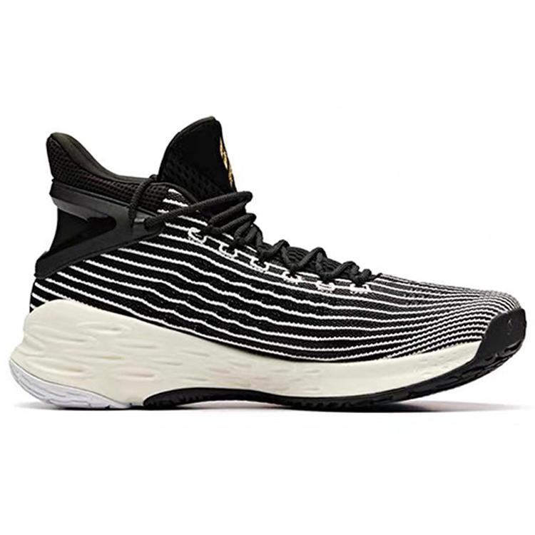 Anta KT4 Playoff Cushioning Slip Resistant Abrasion Resistant High Top Basketball Shoes Men's Black White 11921101-4