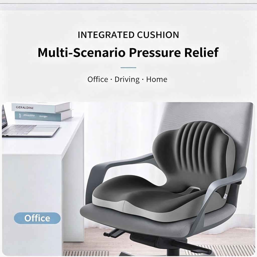Memory Foam Integrated Seat & Back Cushion,Ergonomic Waist Support Chair Cushion For Office Home Car Long Sitting