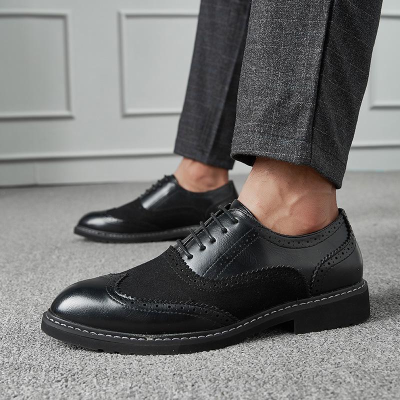 Fashion Designer's New men's leather shoes Gentleman retro style Groom's wedding and leisure party 38-46 Adult flat lace up shoes