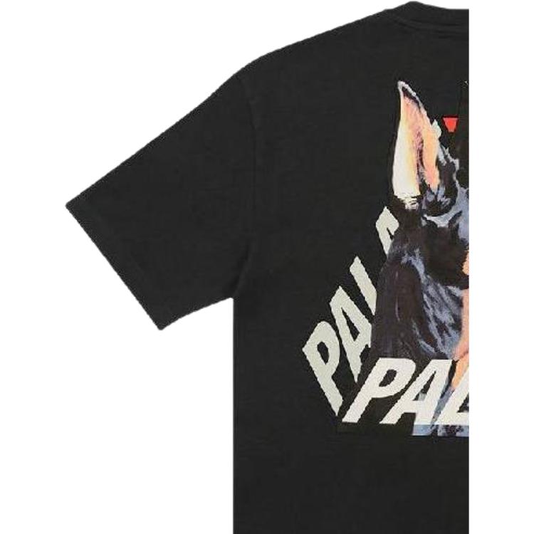 Palace P-3-K-9 Dog Pattern Logo Print Casual Short Sleeve T-Shirt Unisex Tops Black P22TS165
