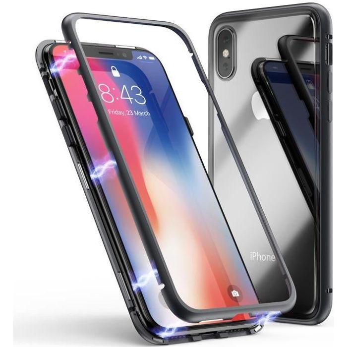 Magnetic Case - Phonillico® - iPhone X - Tempered Glass - Screen Protector - Scratch Resistant