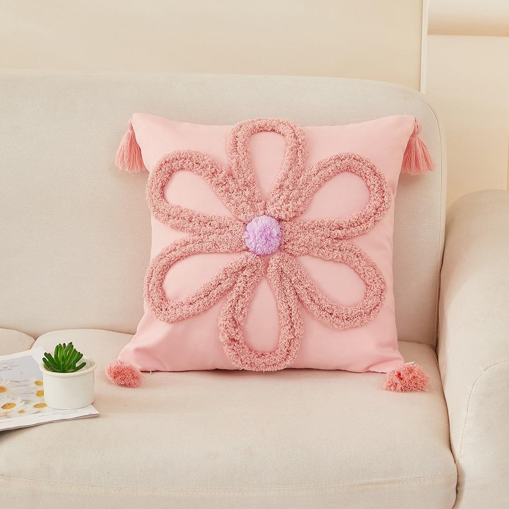 Soft Flower Throw Cover Square Three-dimensional Case Tufted Decorative Cushion Cover Living Room