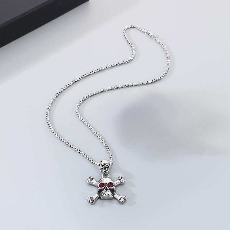 

Преувеличенный браслет с головой привидения, хеллоуин, красные глаза, крест, череп, кулон, мужской комплект 3MM+60CM