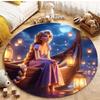 5 Misure Tappeto Rotondo Carino con Stampa della Principessa Rapunzel per Soggiorno, Camera da Letto, Tavolo e Sedie, Divano, Decorazione, Tappeto e Tappetino per la Stanza dei Bambini