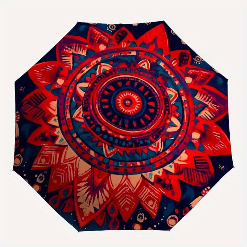 1pc Mandala Artwork Automatic Open/close Folding Umbrella, Compact Portable Travel Umbrella, Perfect Birthday/Christmas yy250807194