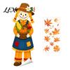 Holiday Window Art for Store Fall Clings, Autumn Scarecrow Maple Leaf Stickers, Reusable Double-Sided Pumpkin Decor Static PVC Glass Decals