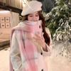 Winter scarf couple thickened warm new Korean version student women's tassel plaid long men's scarf gift