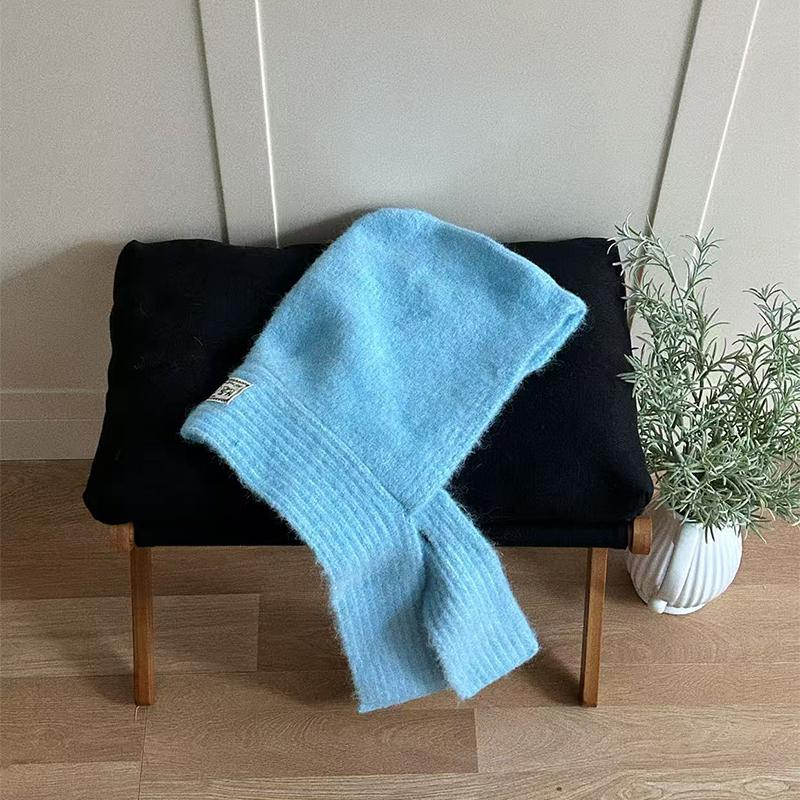 Winter Balaclava Scarf Hats For Men Women Winter Warm Knitted Scarf Caps Outdoor Drawstring Neck Collar Beanies Caps Scarves