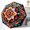 1pc Mandala Artwork Auto-Fold Umbrella with One-Touch Open/Close - 8 Reinforced Ribs for Windproof Stability,  Yy251118132
