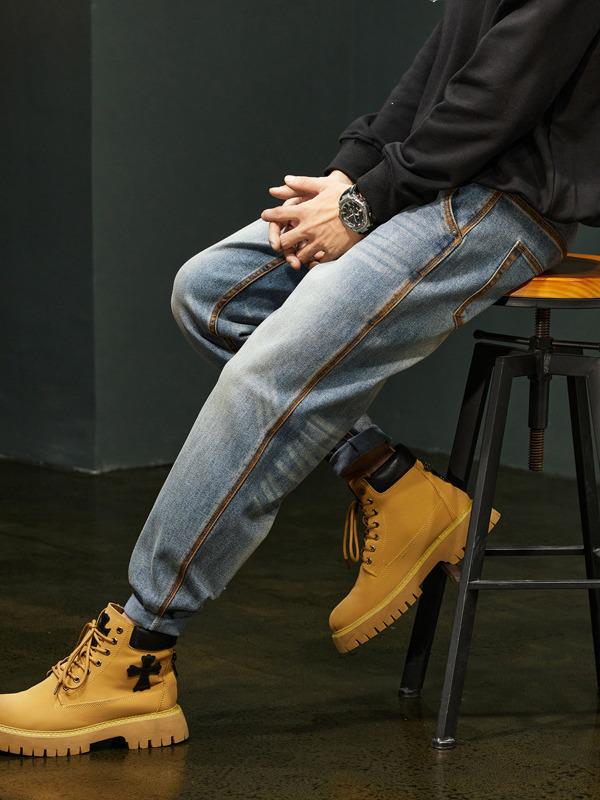 Jean fuselé à jambe droite pour homme: Pantalon décontracté tendance, ample et polyvalent pour l'automne/hiver.