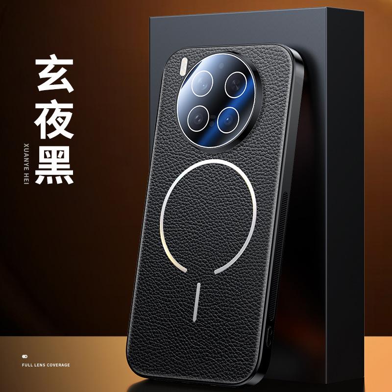 Applicable To vivoX300Pro Mobile Phone Case Y600pro Magnetic Suction Lychee Leather Pattern S50 with Lens Film Anti-skid Side Cover