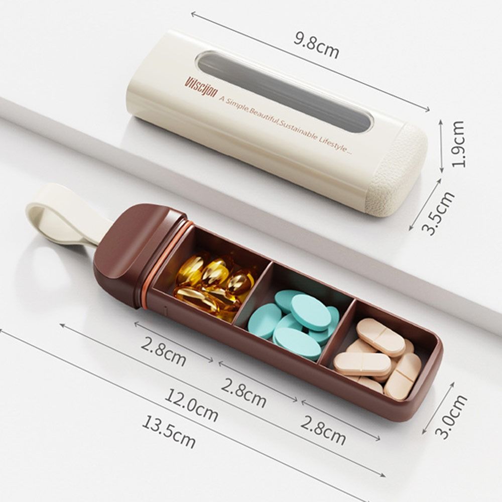 Geschenke 3-Fächer Täglicher Pillenorganisator Tragbare Mini Feuchtigkeitsdichte Pillendose Tasche Reise Pillenhalter Medikamentenbehälter