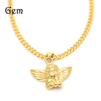 Hip Hop Golden Angel Stainless Steel Pendant Necklace Men's Trend Fashion Necklace