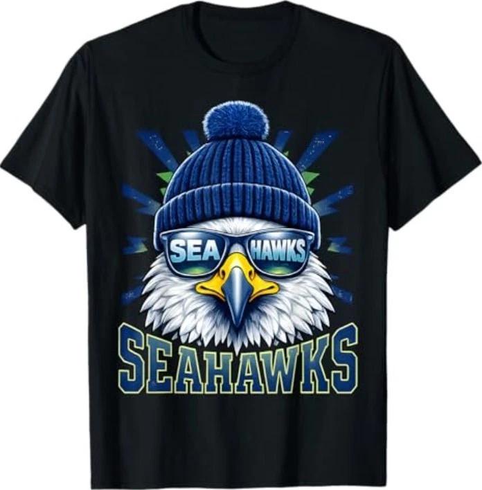 Vintage Cool Face Seahaws with Sunglasses Women Men Tees T-Shirt 3XL