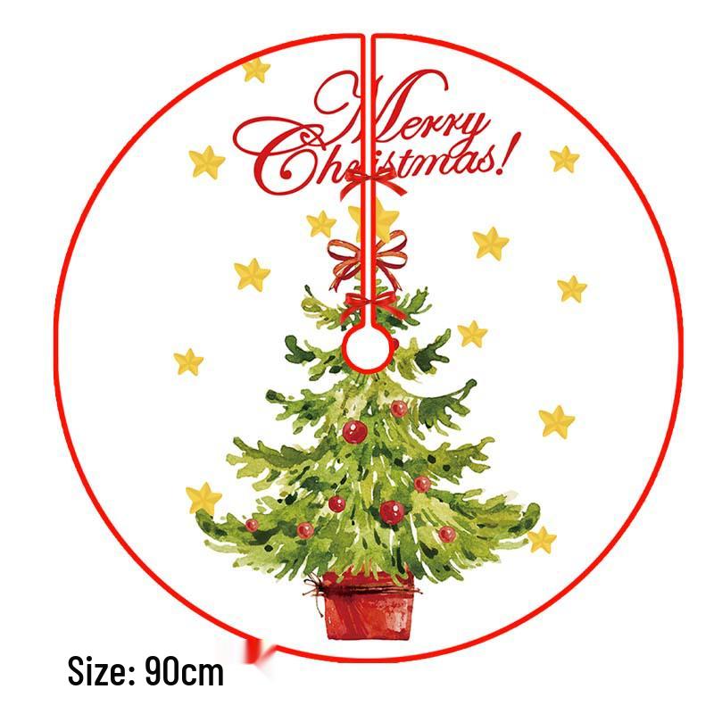 Creative Cartoon Print Christmas Tree Skirt - Festive Home & Party Decoration