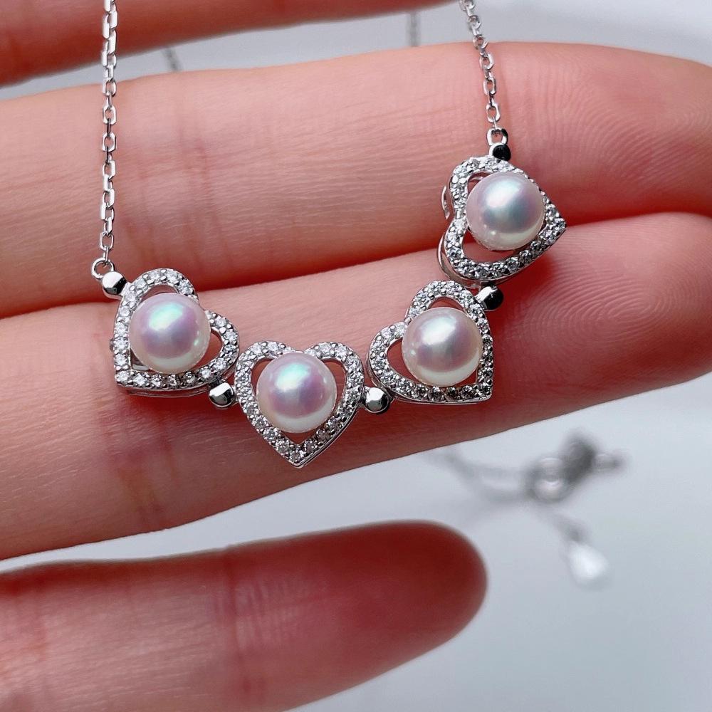 Zhuji Freshwater Pearl Four-Leaf Clover Pendant Sweater Chain Jewelry