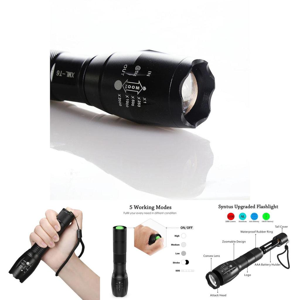 Rust-resistant 1000 Lumens Tactical Flashlight With Quick Click Switch