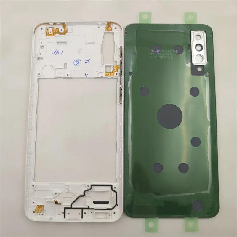 For Samsung Galaxy A30S A307 SM-A307FN A307G Phone Housing Middle Frame+Battery Back Case Panel +Camera Lens