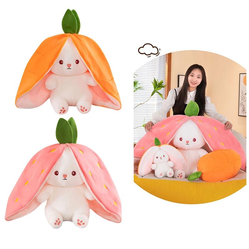 Creative Children's Bunny Doll-transforming Plush Toy With Carrot And Strawberry Options