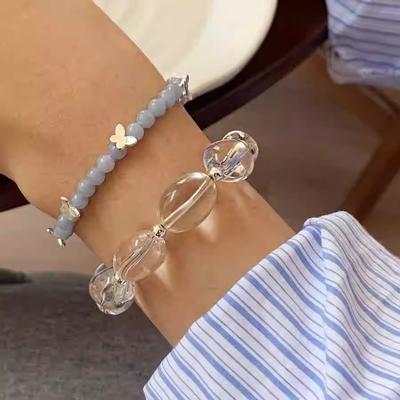Korean Version of White Crystal Sugar Cube Bracelet Women's Simple Bracelet Ins Design Bracelet Jewelry Tide