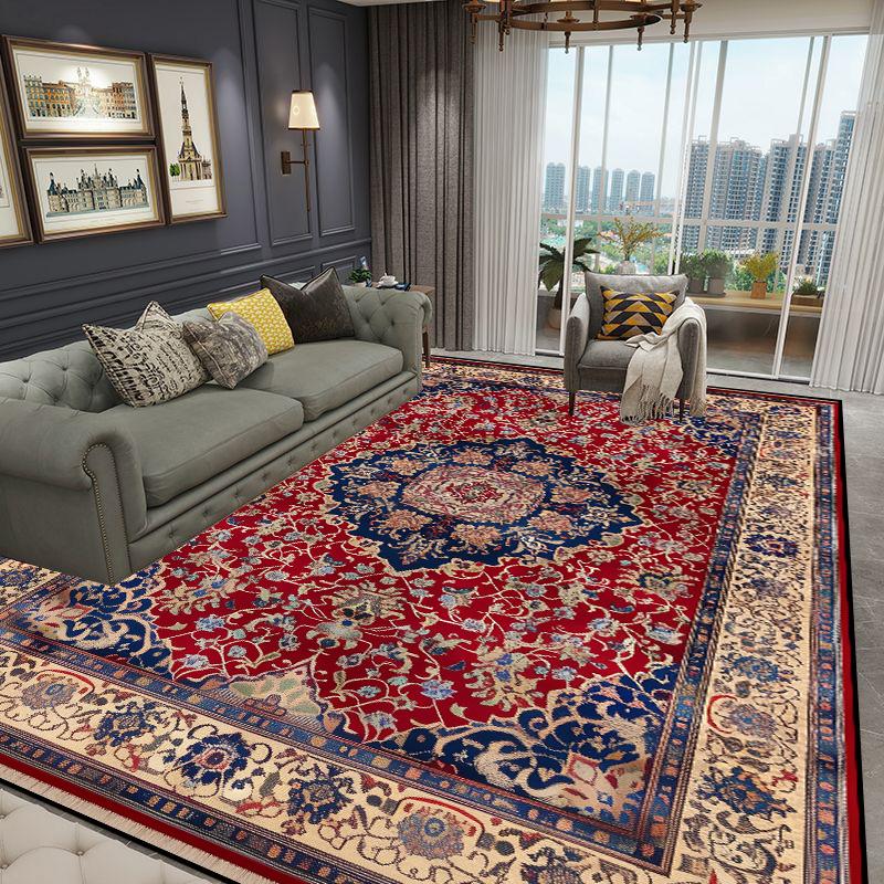 Ethnic Style Bedroom Carpet Vintage Persian Carpet Living Room High-end Luxury Rug Large Area Non-slip Washable Porch Floor Mat