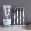 8pcs Soft Manual Toothbrush Set with Tongue Scraper, Gentle Oral Care for Adults, Full-Head Microfiber Bristles,