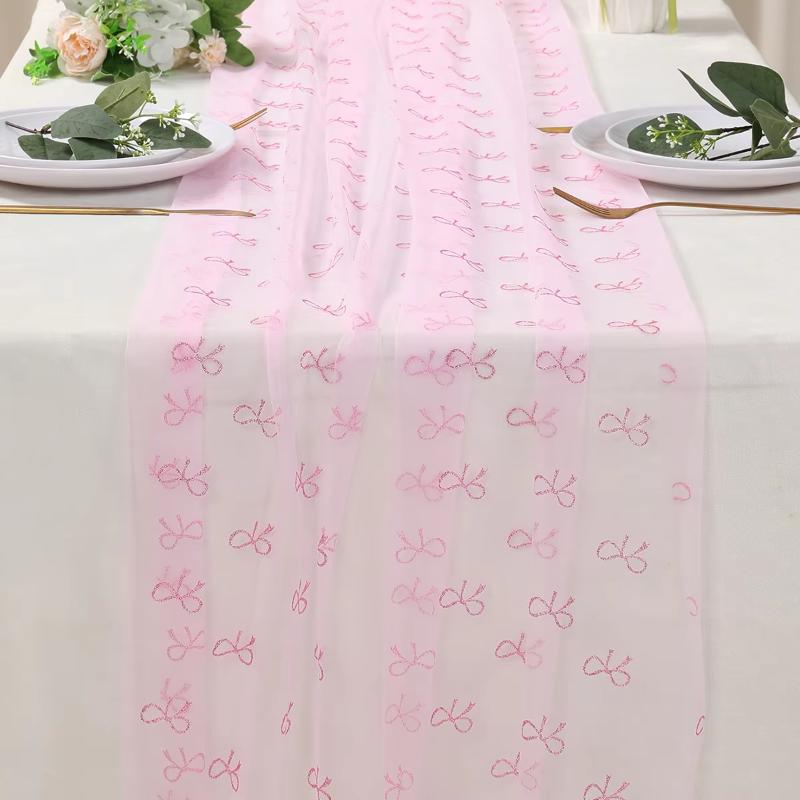 Bow Party Decorations Tablecloth, Girl Bow Theme Coquette Birthday Party Supplies Table Cover, Bow Birthday Baby Shower Decorati