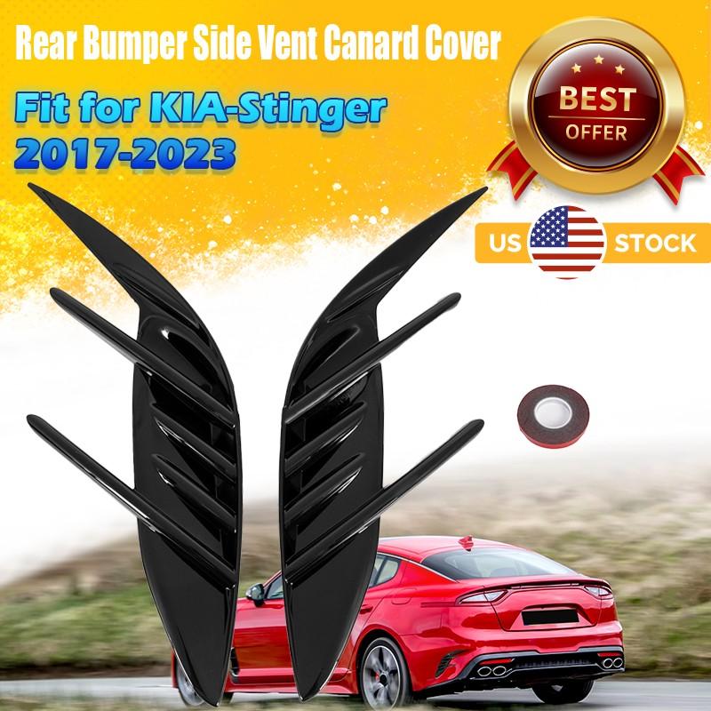 Pair Rear Bumper Side Vent Canard Covers Spoiler Black For KIA Stinger 2018-2023