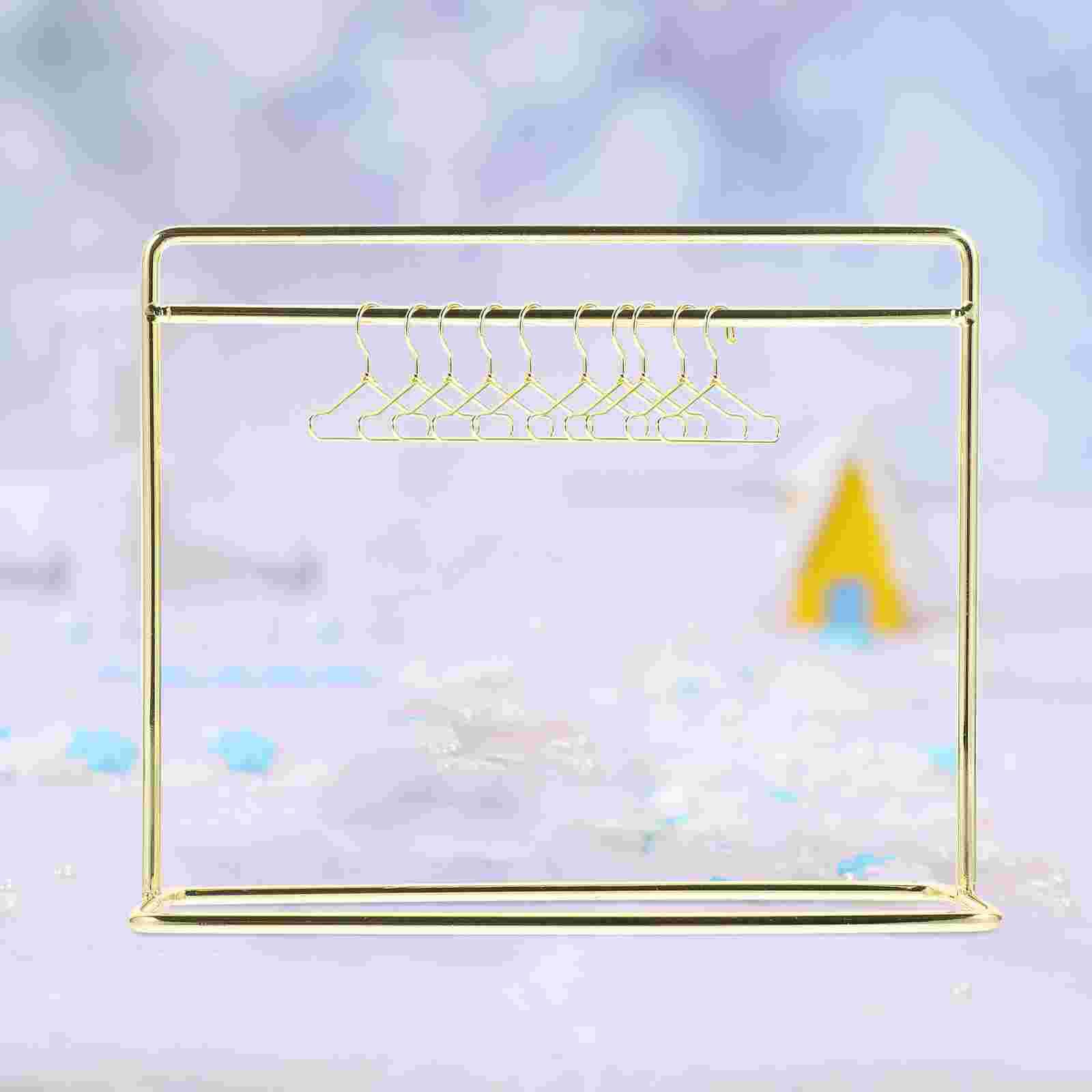 

1 s Mini Iron Clothes Hanger Rack Dollhouse Furniture Accessories Sturdy Silver Mini Drying Rod For Clothing Display Rack My