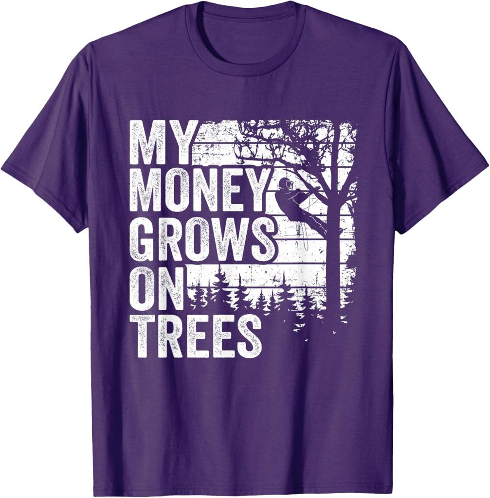 Arborist Money Grows On Trees Graphic Tee Tree Climber Vintage TShirt for Men