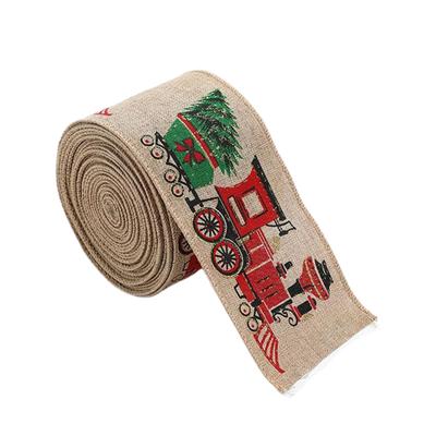 Linen Christmas Themed Ribbon Festive Atmosphere Anywhere Go Wrapping Ribbon Burlap Ribbon Ribbons
