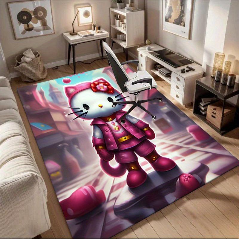 1pc Sanrio Hello Kitty Mermaid Printed Office Carpet Rectangle Rug Under The Table,Perfect Room Decor for Living Room, Bedroom, Kitchen, Non-slip Floo