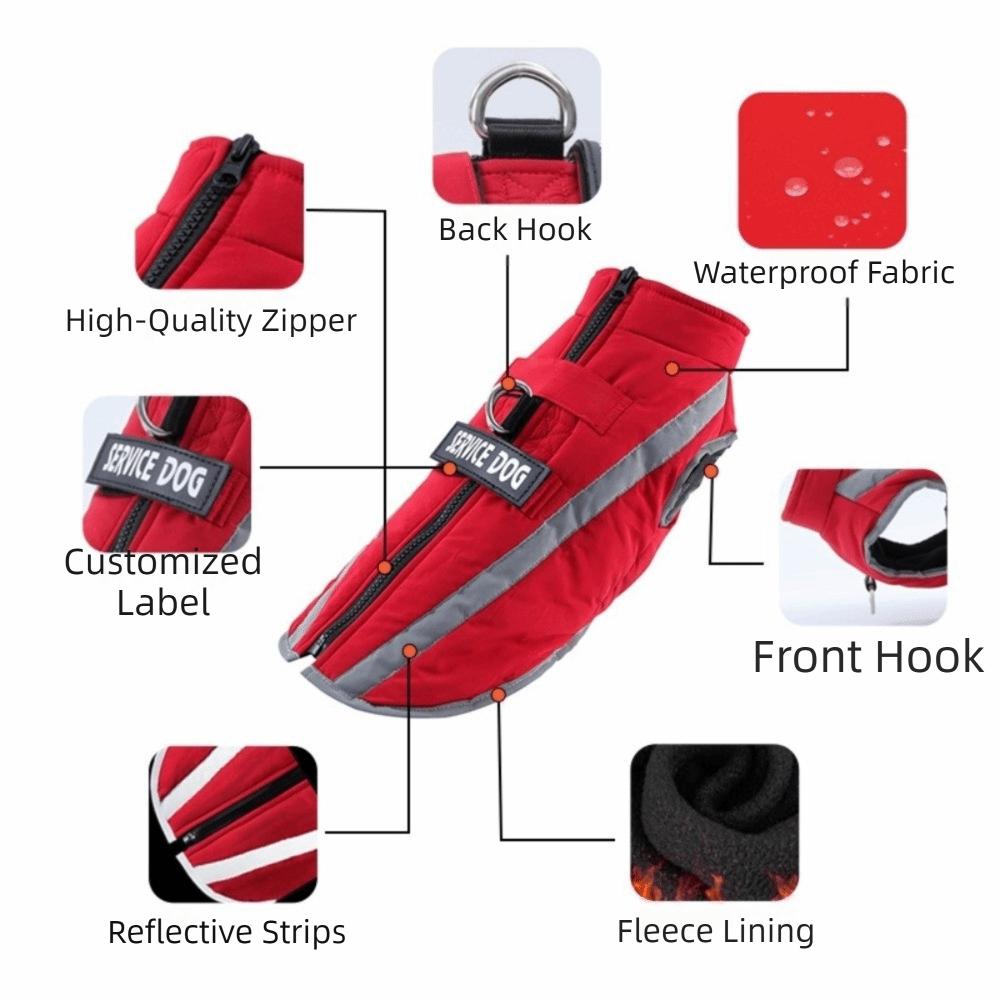 Fashion Waterproof Winter Dog Coat Reflective Comfort Dog Vest Jacket Fleece Lining Windproof Dog Warm Clothing Winter