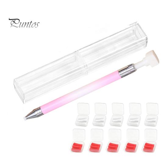 Rhinestone Decoration Pen 1 Set Picker Tool with Refills DIY Nail Art Craft Painting Dotting Refillable Wax Rotatable Pick-up Tools Applicator