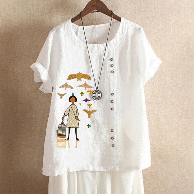 

GMXIA Женские модные повседневные летние блузки и рубашки с круглым вырезом с короткими рукавами L белый