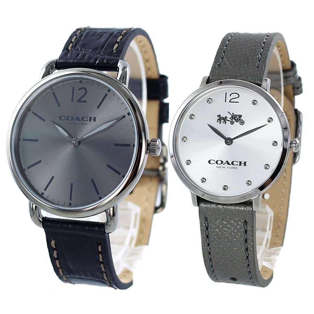 

Storage BOX Pair Watch Pair Watch Dark Brown Gray Leather Strap 1460214314502686 Watch [Coach] Men s Women s [Item]