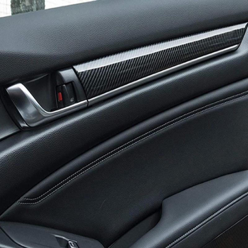 Trim For Honda Accord 2018    Abs Carbon Fiber Style Interior Door Panel Armrest Stripes Protector Molding Trims