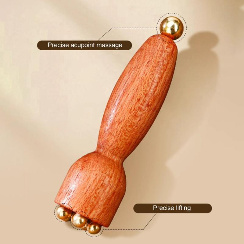Professional Lotus Seedpod Beauty Brass & Rosewood Facial Gua Sha Tool Eye Relaxation Spot Meridians Acupoint Massage Handheld