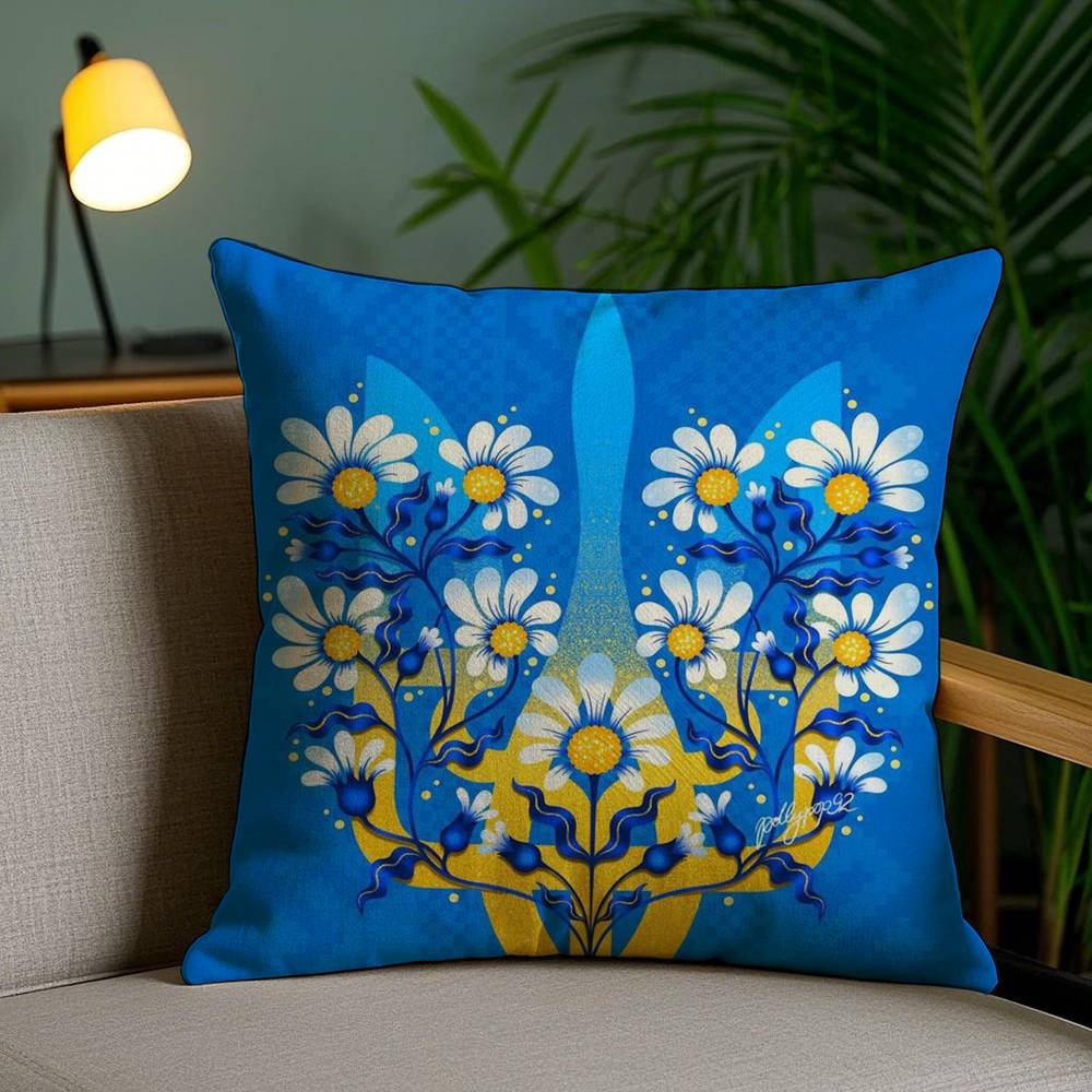 Ukraine Flag Aesthetic Pillow Case Sofa Short Plush Double-Sided Hd Printing Room Home Office Gift Cushion Cover